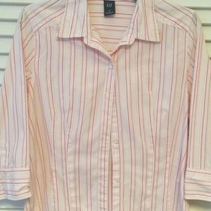 3/4 sleeve Coral Pink Striped GAP Blouse